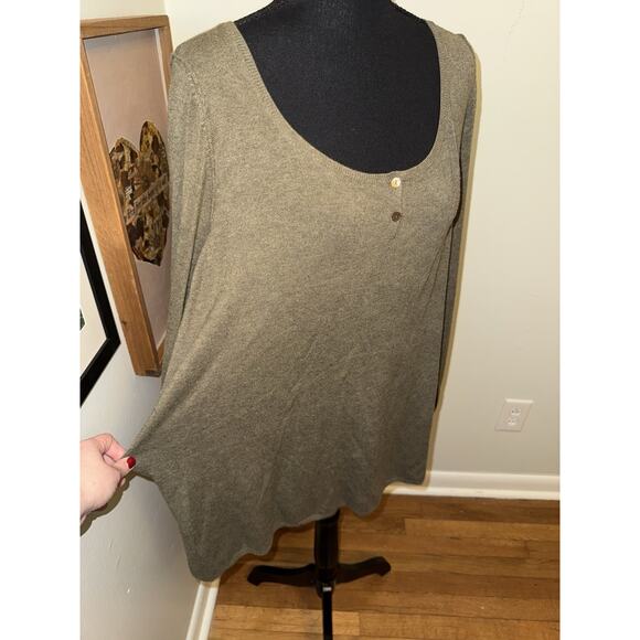 Eileen Fisher Women’s Brown Knit Long Sleeve Henley Sweater Relaxed Granola XL - Picture 3 of 5
